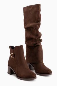 Natalia Braun Wildleder Falten Damen Stiefel