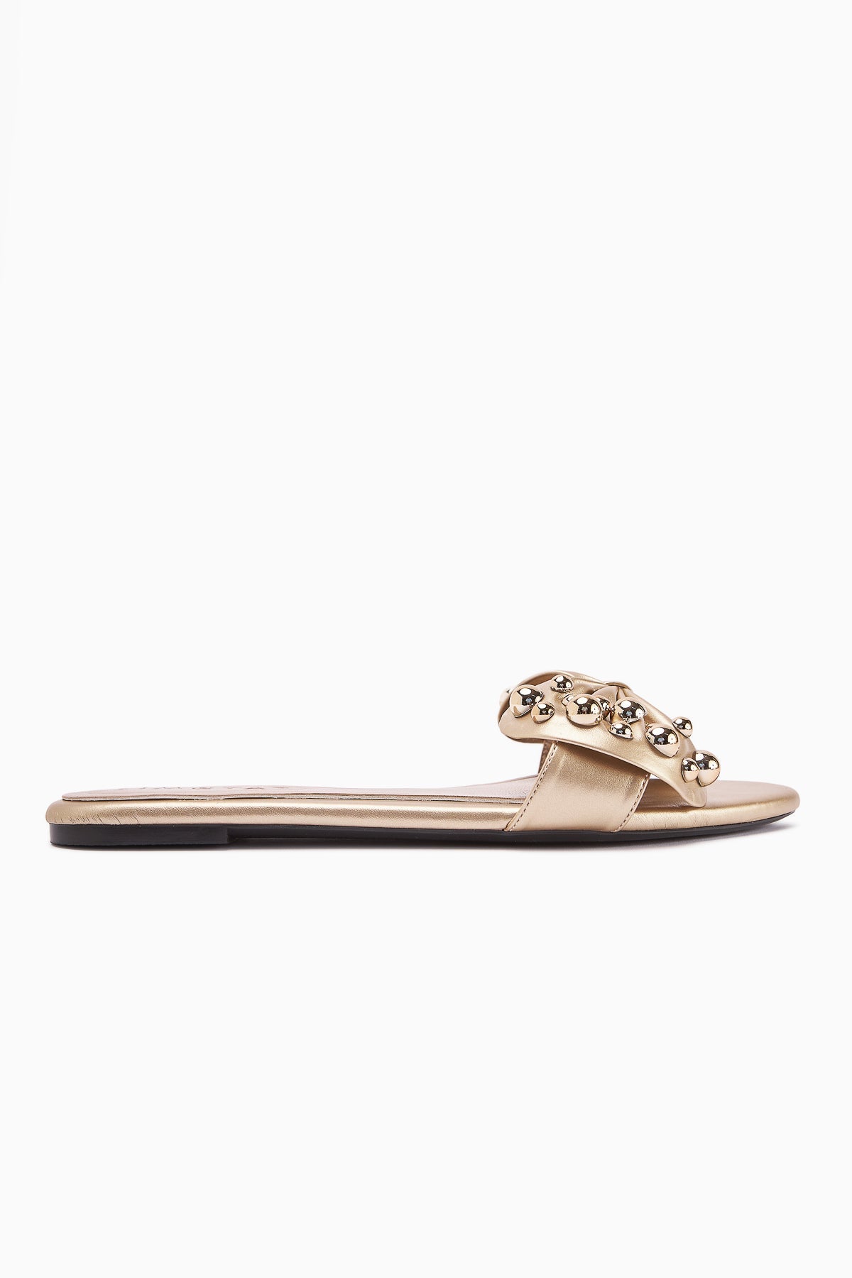 Dotty Women's Gold Slippers with Bow and Studs