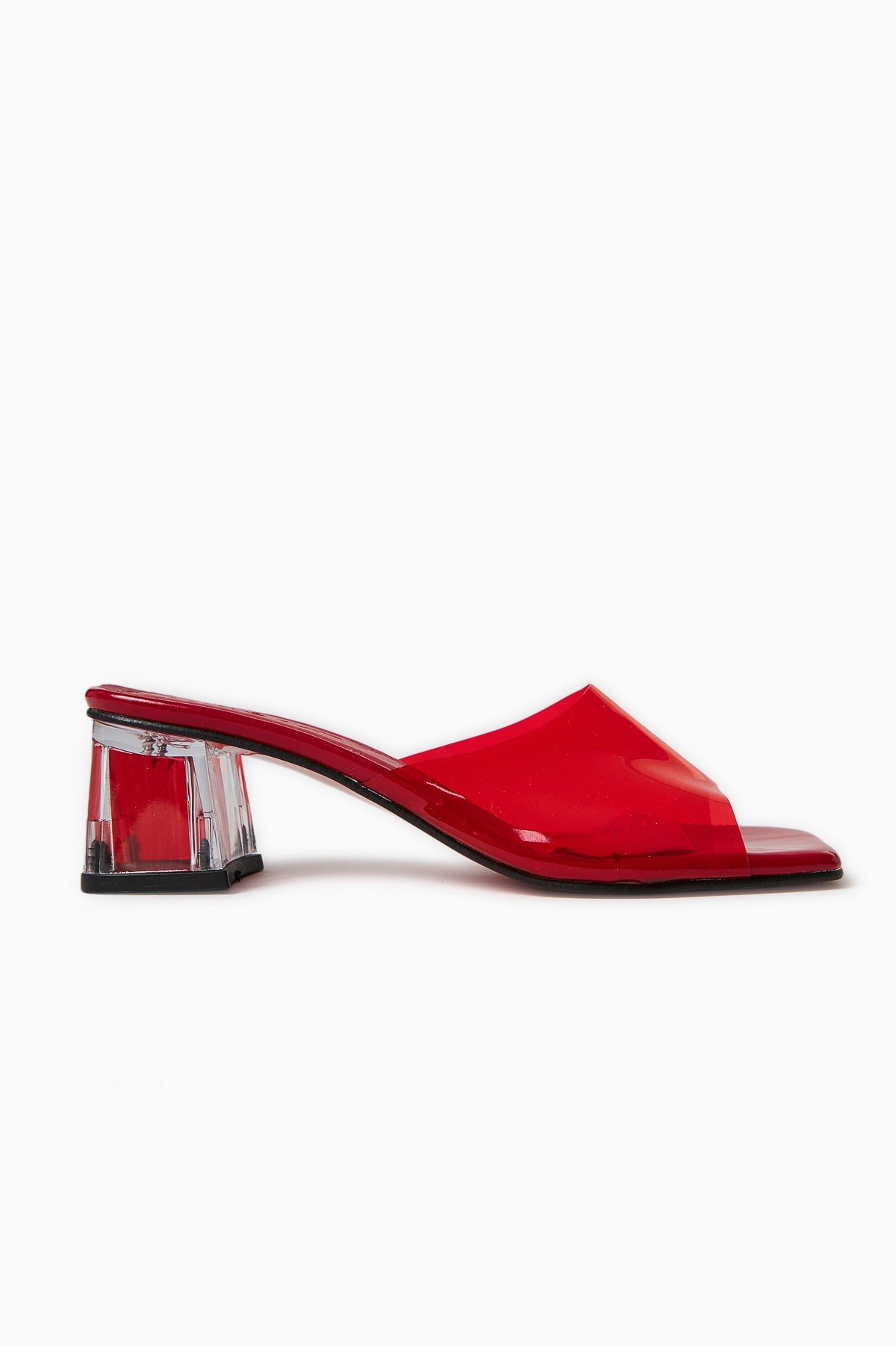Persa – Rot Slide mit Transparent-Riemen und Transparent-Absatz (Damen)