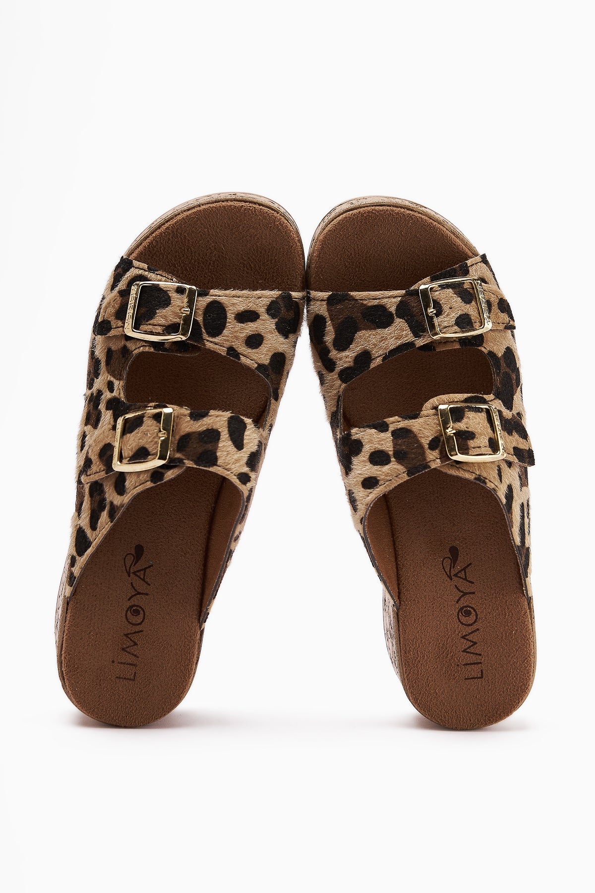 Samina Leopardenmuster Doppelriemen Chunky Heel Damen Hausschuhe