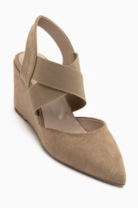 Hida Vizon Suede Cross Strap Closed Toe Women’s Heeled Shoes