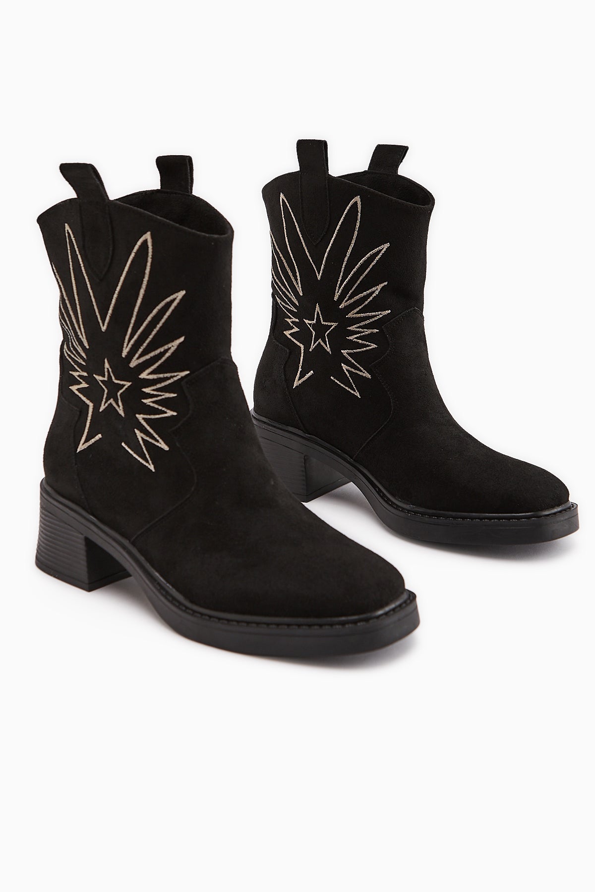 Anica Black Suede Embroidered Women's Boot