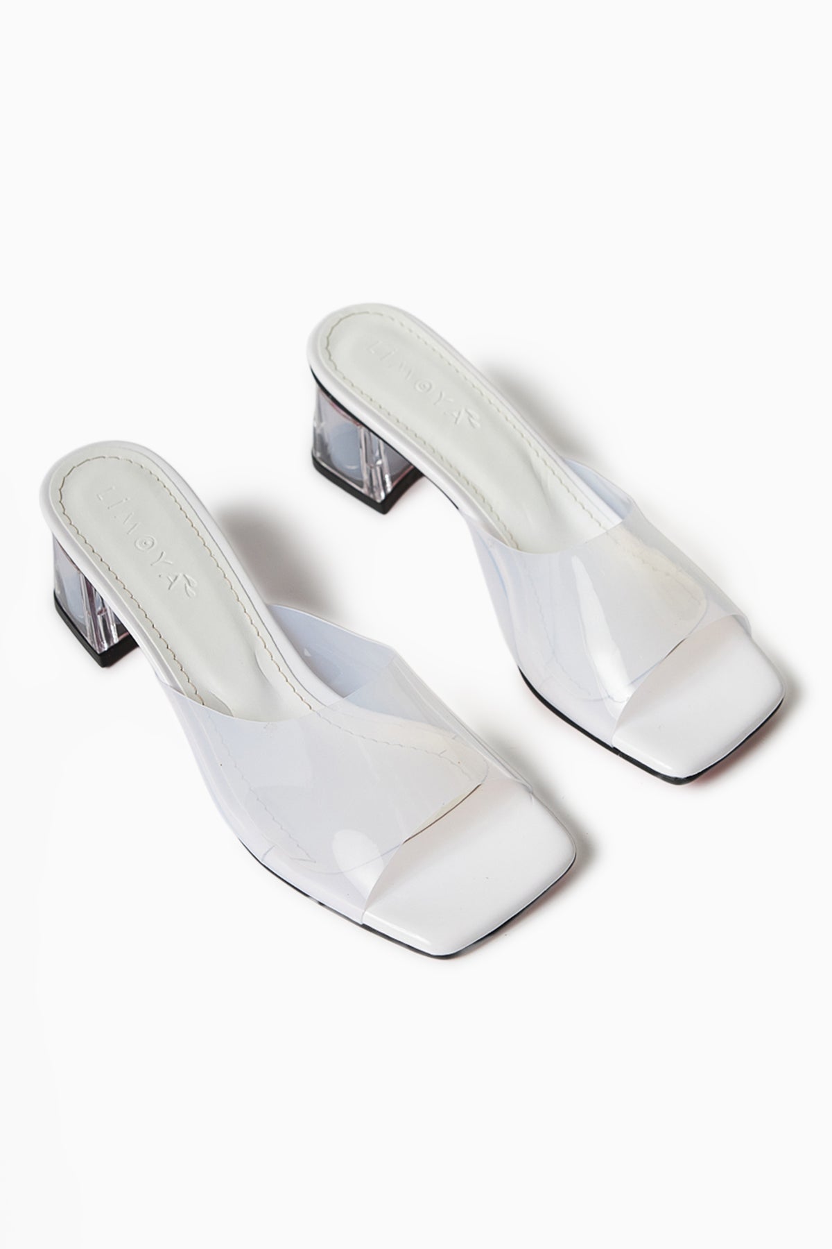 Persa Weiß Transparenter Riemen Klare Absatz Damen Slipper