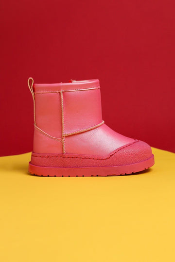 Jasmin Fuchsia Stiefel mit umgekehrter Naht und Fellfutter für Kinder