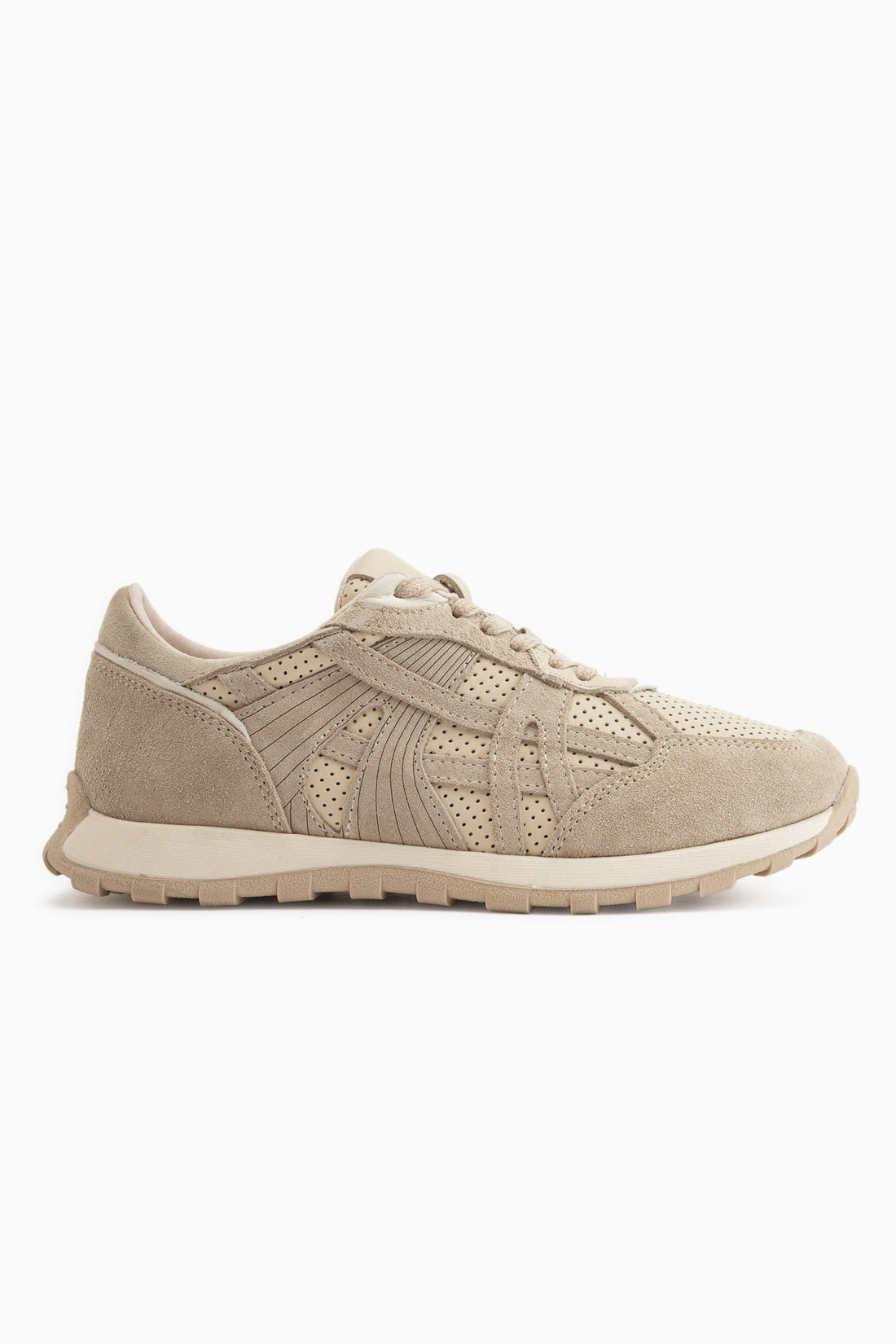Wendy Echtes Leder Beige Wildleder Detail Damen Sneaker