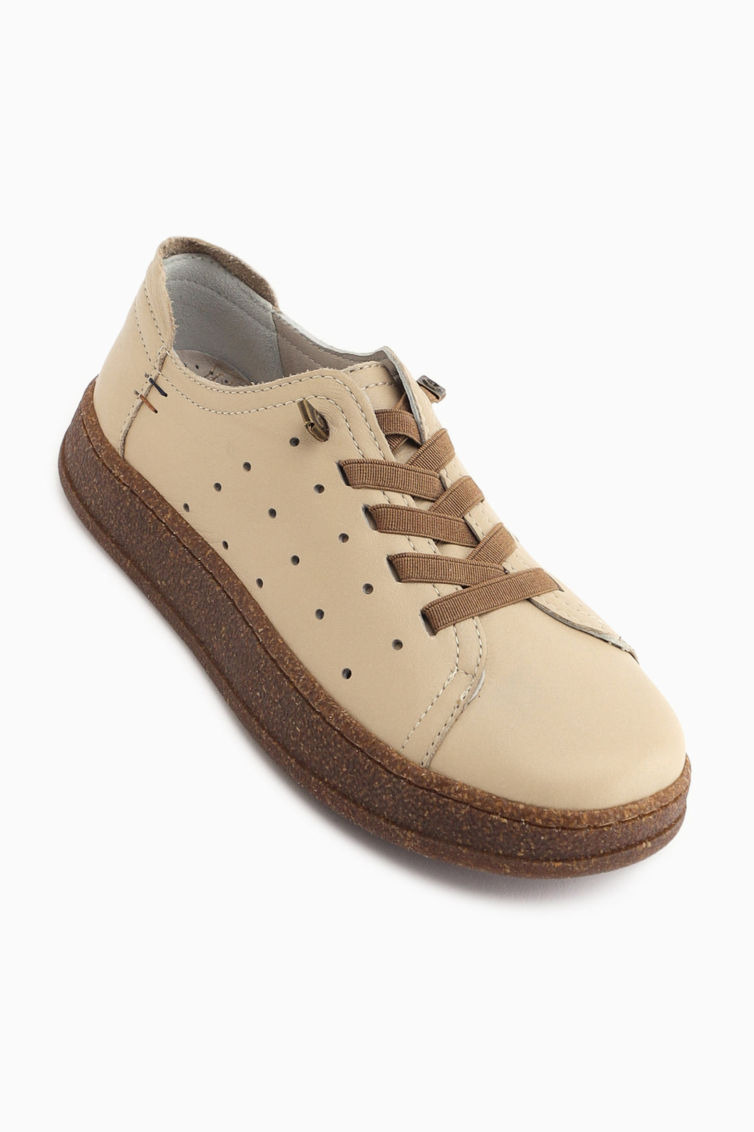 Judi Genuine Leather Beige Comfortable Sole Women’s Sneakers