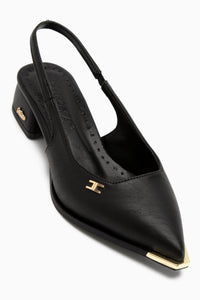 Norah Schwarze Elastische Kurze Absatz Damen Schuhe