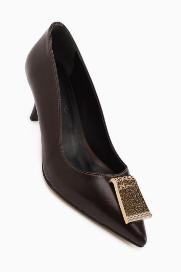 Lian Brown Buckled Stiletto Heels