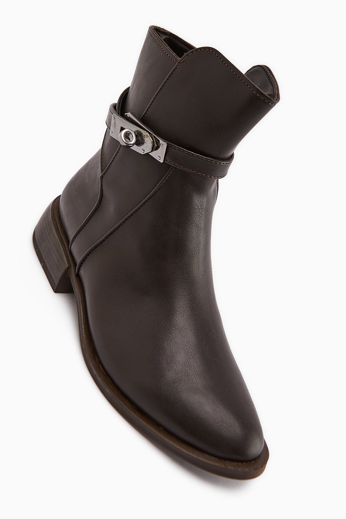 Tinna Coffee Buckle Detailed Women's Boot