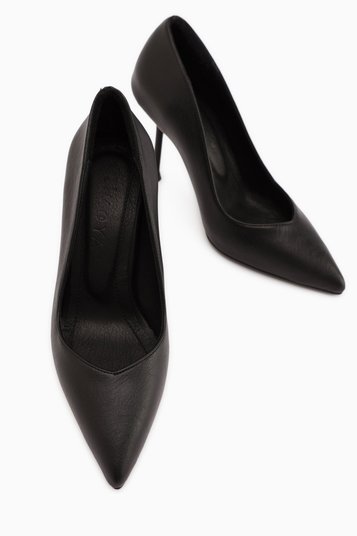 Arya Genuine Leather Black Stiletto Heels