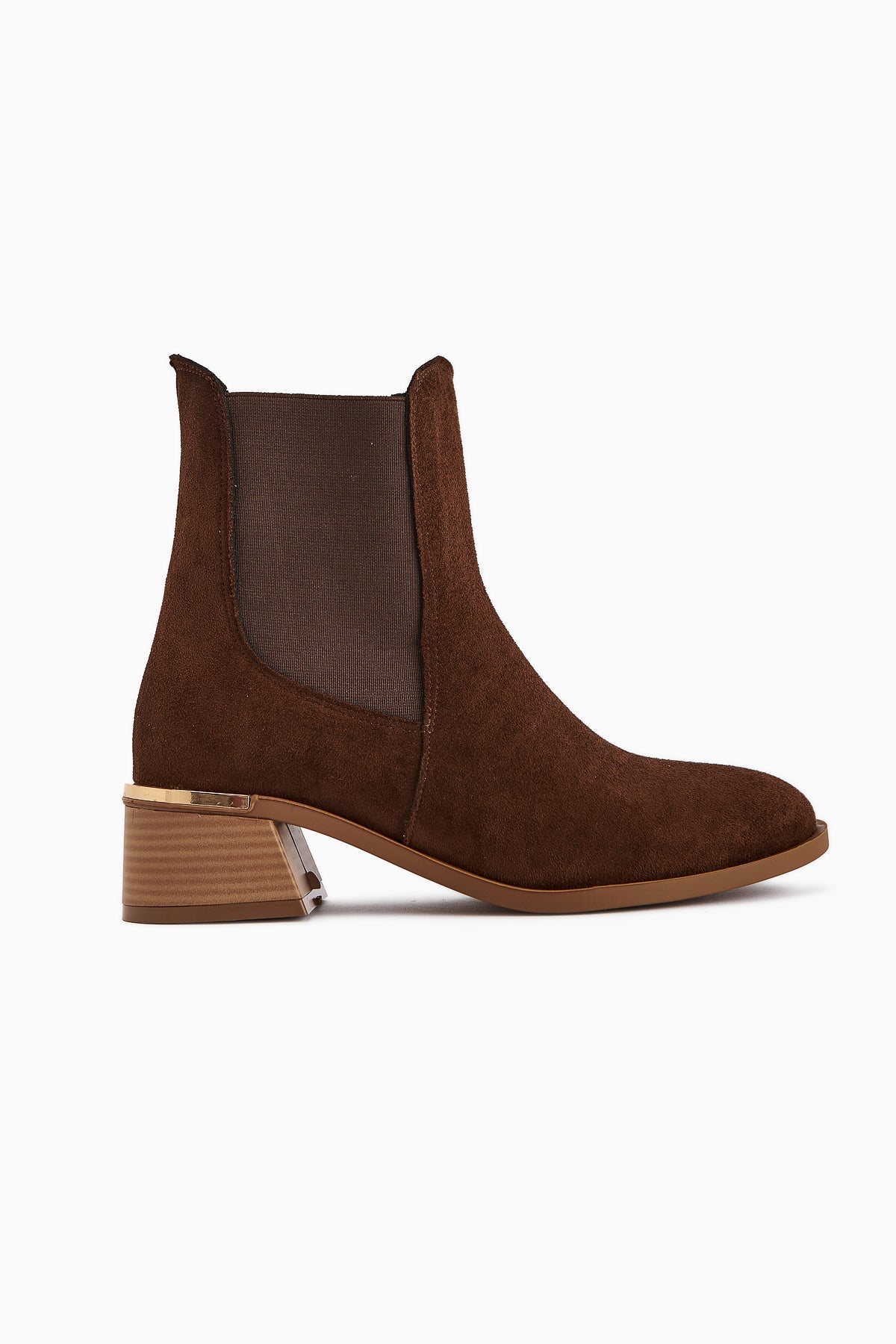 Verna Brown Suede Elasticated Heeled Women's Boot