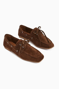 Arian Genuine Coffee Suede Leather Lace-Up Moccasin Daily Loafer