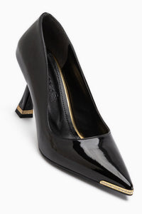 Sydney Schwarz Lack Stein Detail Damen Absatzschuhe