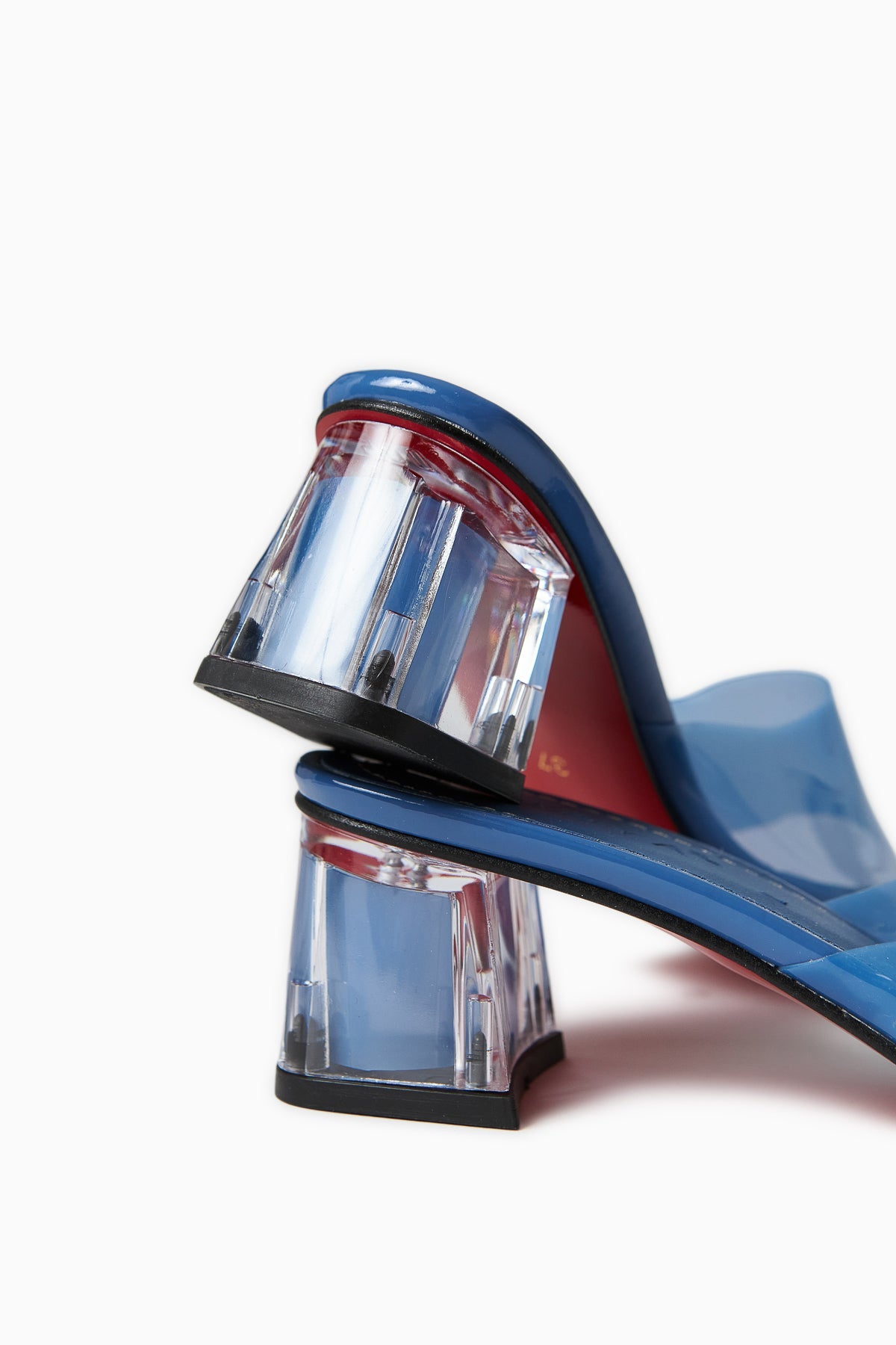 Persa Blaue Transparente Riemen Transparente Absatz Damen Hausschuhe