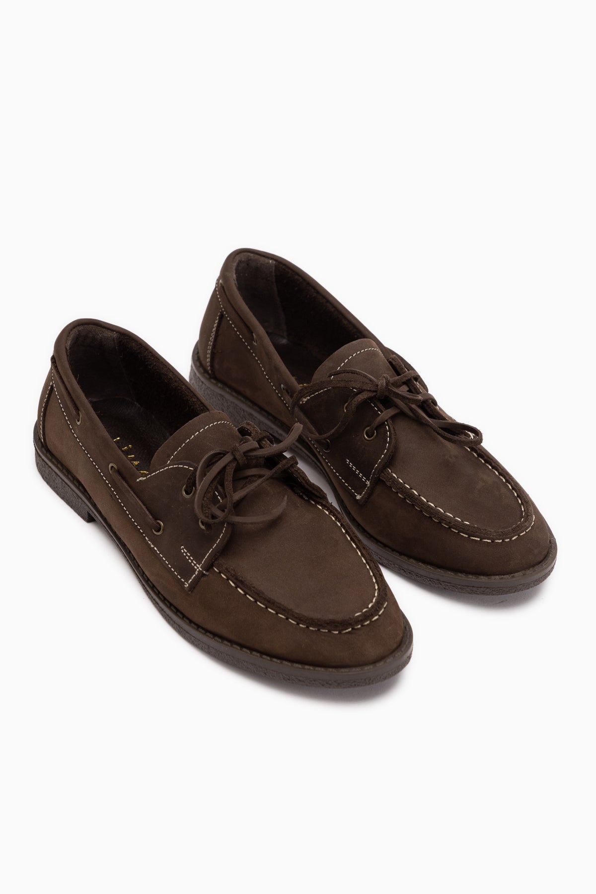 Janica Genuine Leather Brown Lace-Up Women’s Moccasin Shoes