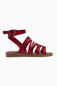 Echtes Leder Theodora Riemchen Rot Sandale