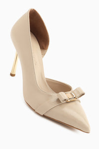 Henny Beige Schleifen Detail Damen Absatzschuhe