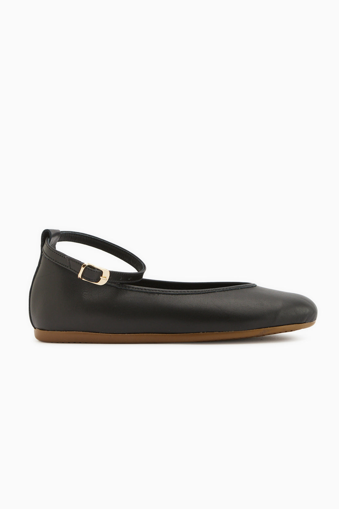 Echtes Leder Schwarze Gürtelschnalle Damen Ballerinas