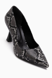 Celestine Schwarze Schlangen Muster Pailletten Detail Damen Stiletto