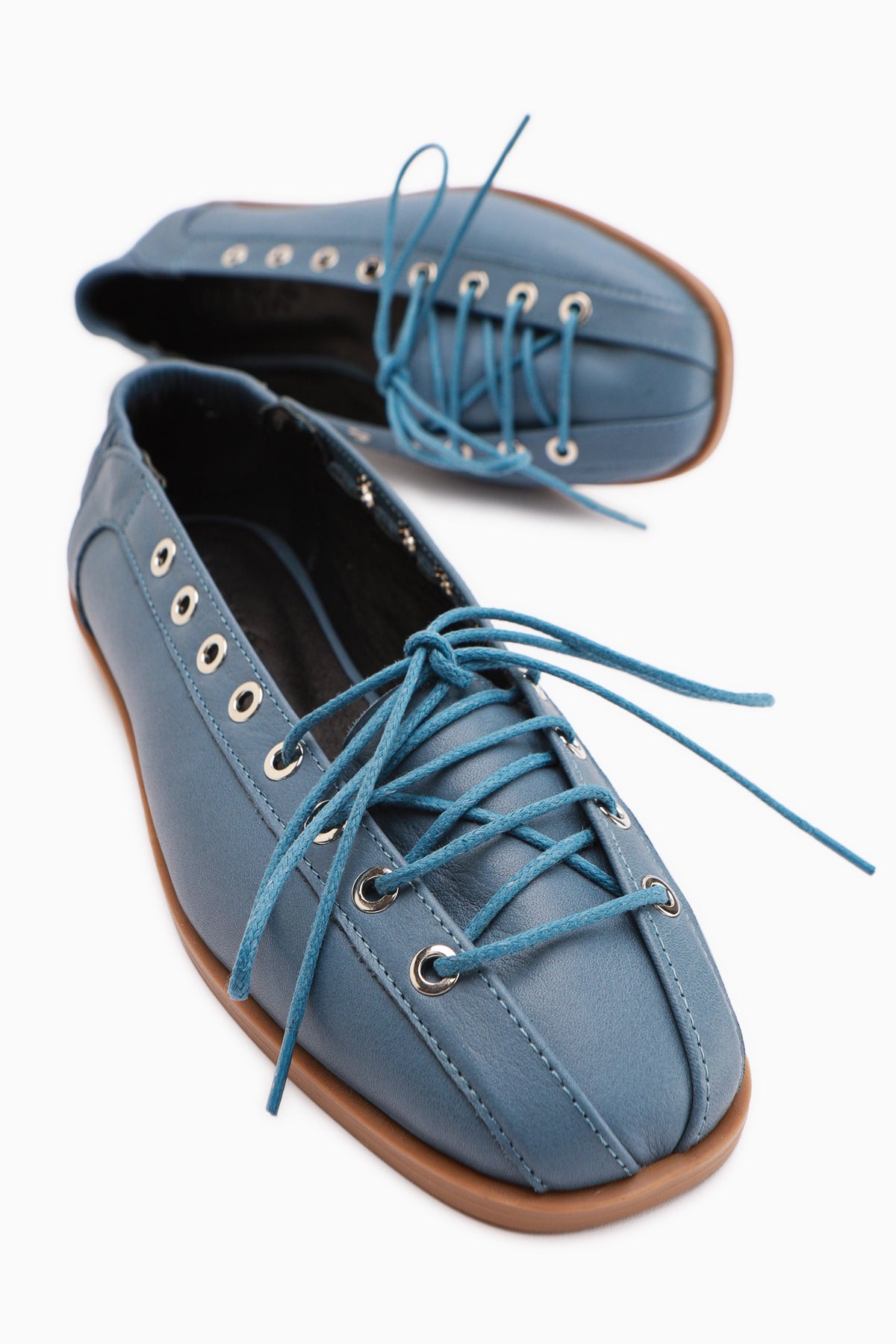 Romy Echtes Leder Blau Schnür Ballerinas