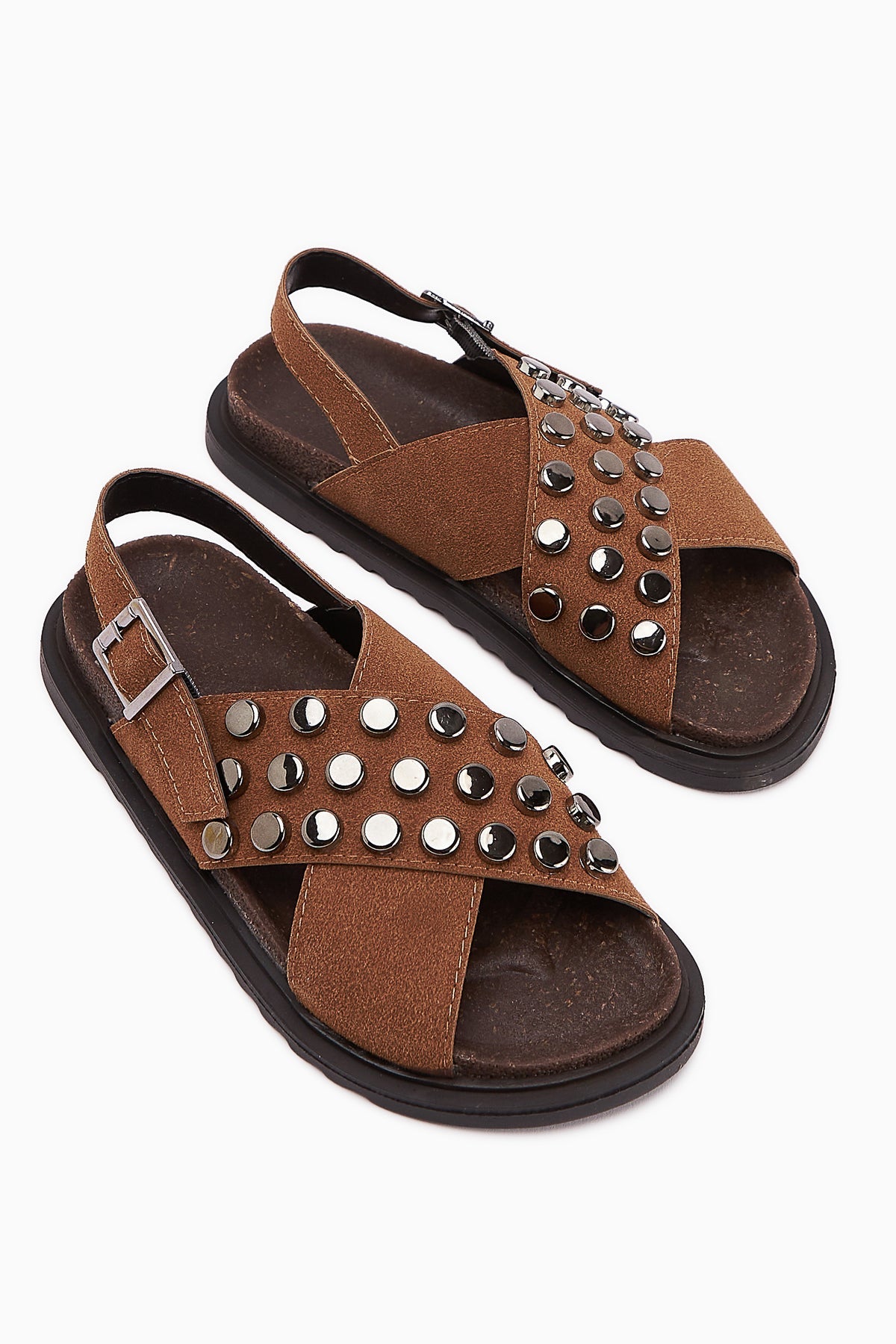 Lina Taba Studded Cross-Strap Women's Sandals