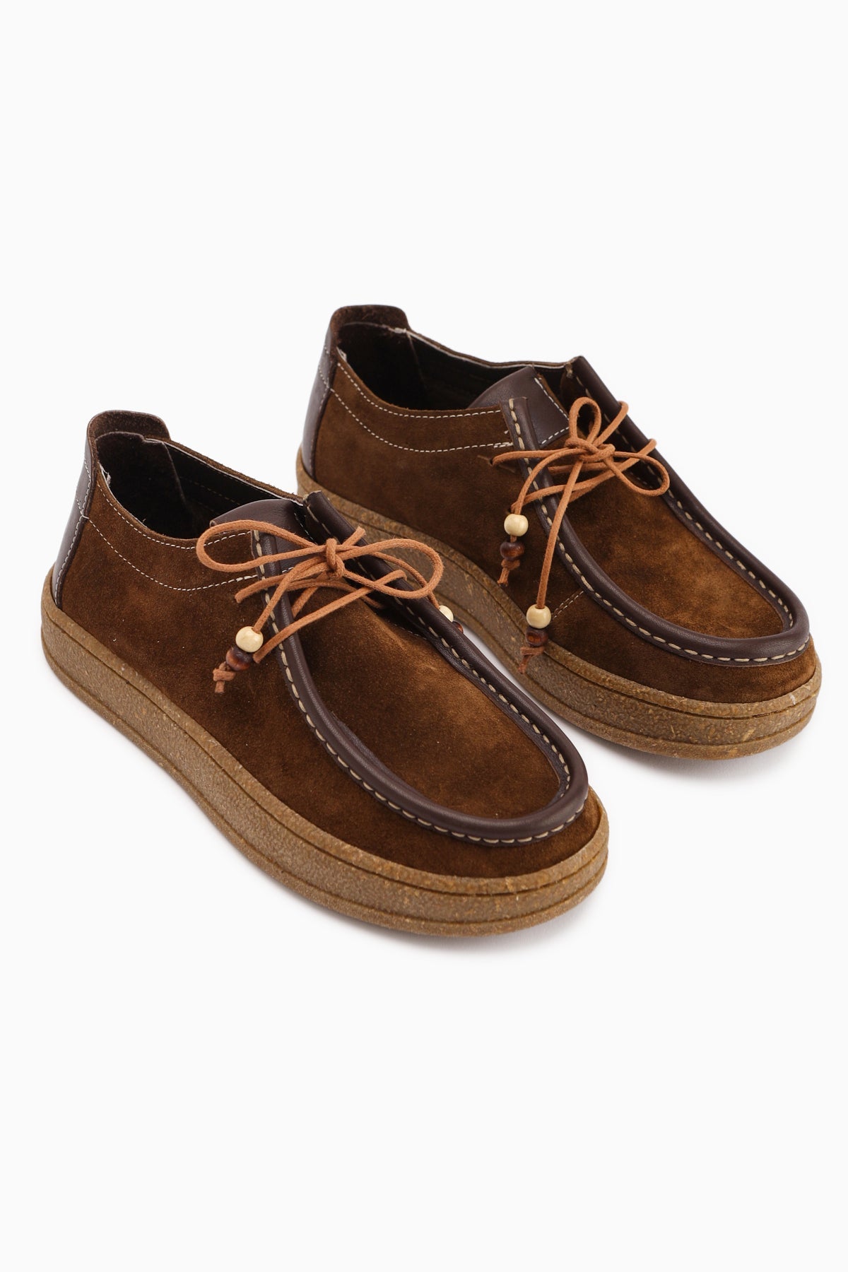 Polin – Braun Echtleder Velours Loafer mit Schnürung (Damen)
