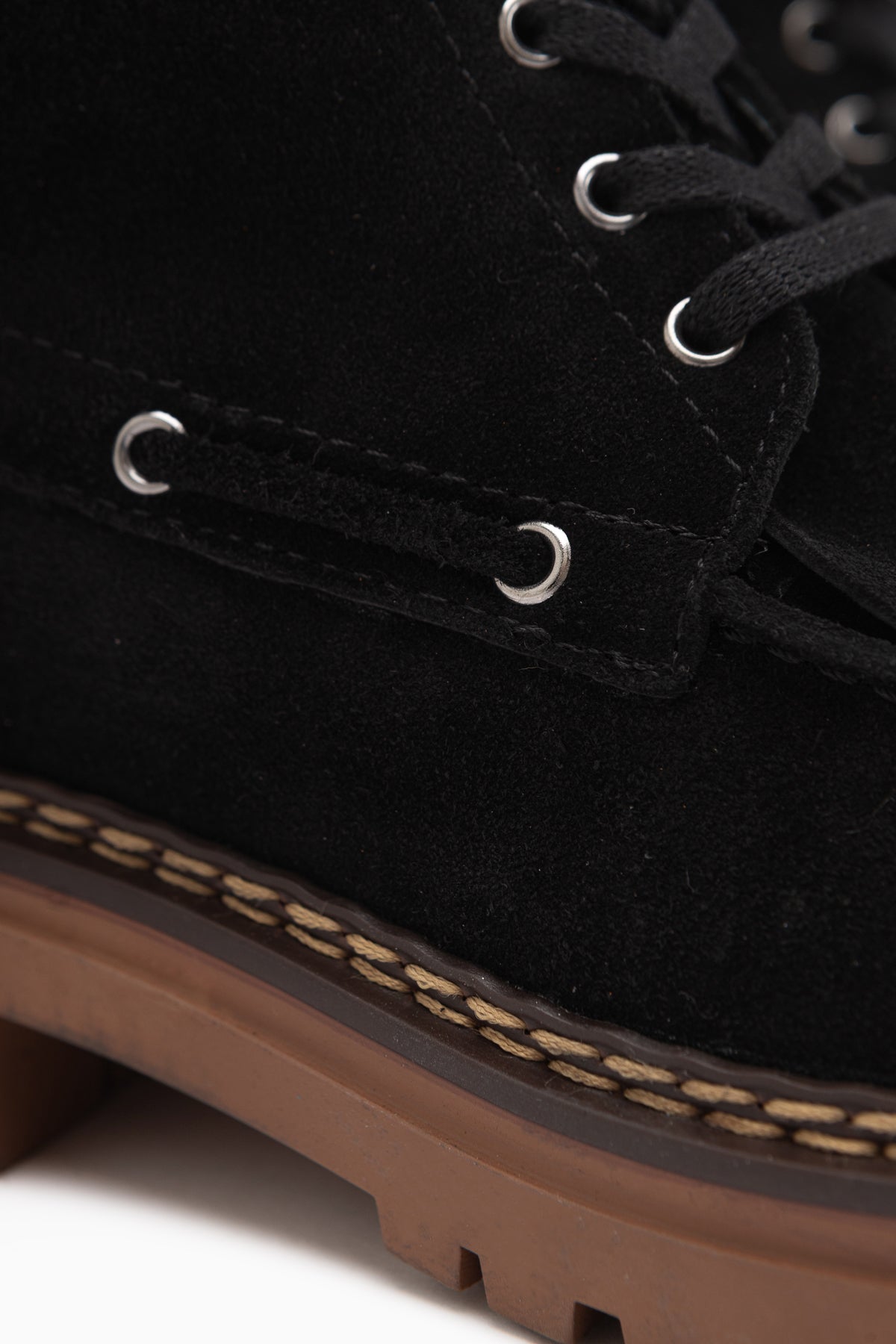 Minna Echtes Leder Schwarz Wildleder Schnürstiefel Damen