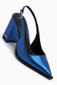 Essi Blue Closed Toe Thick Heeled Women’s Shoes