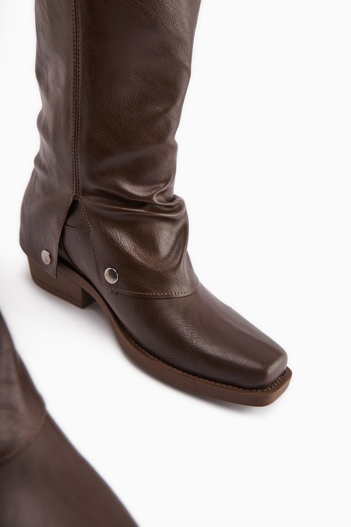 Fadia Coffee Square Toe Pleated Women's Boot