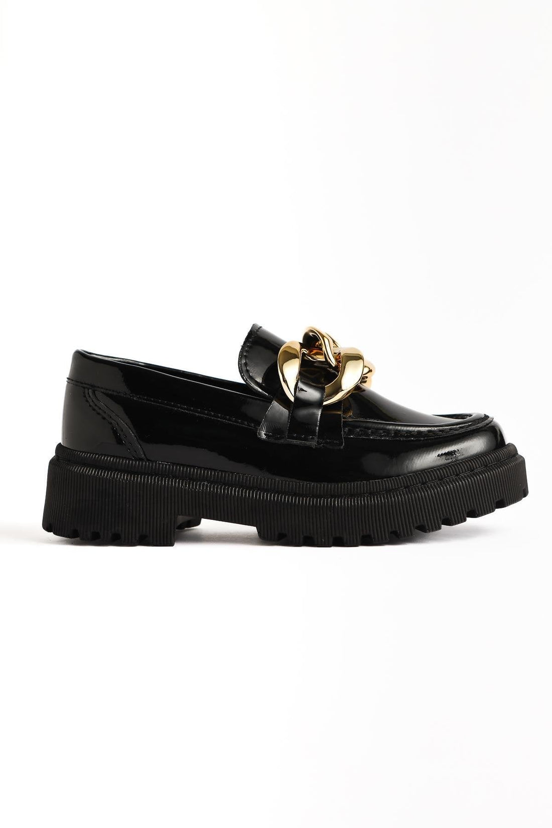 Janine – Schwarz Lack Loafer mit Schnallen-Detail (Kinder)