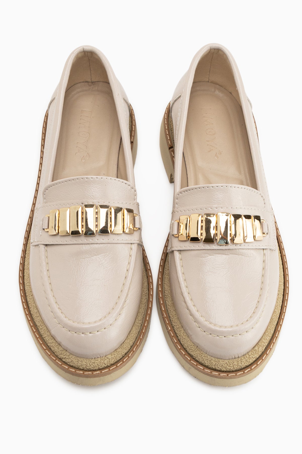 Maribel Beige Accessoire Detail Damen Loafer Alltagsschuhe