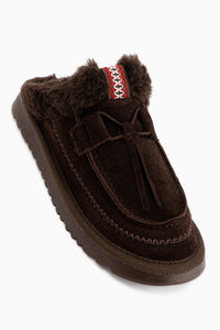 Tisha Coffee Suede Fur Detailed Women’s Slippers