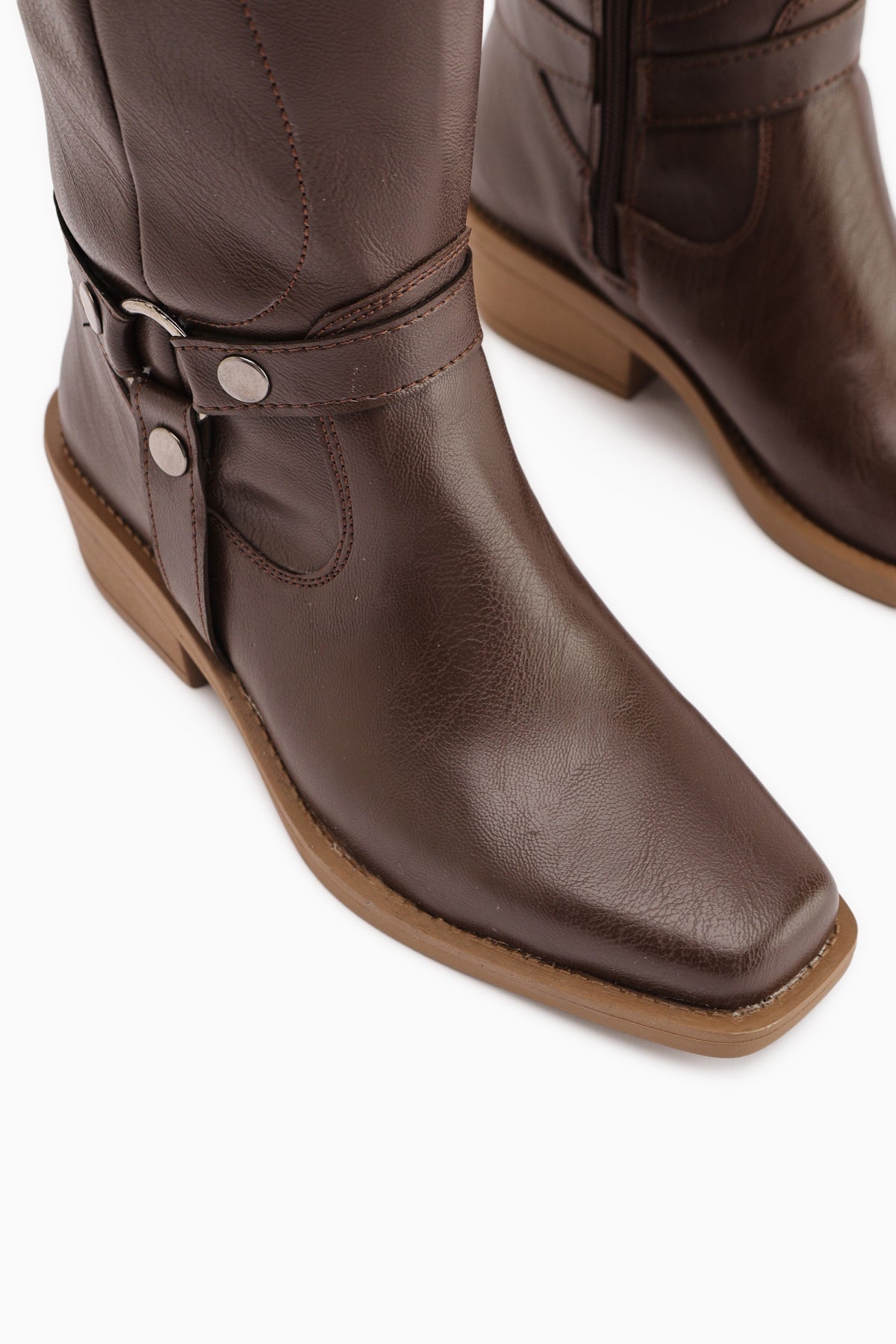 Ferial Brown Embroidered Square Toe Dakota Boots