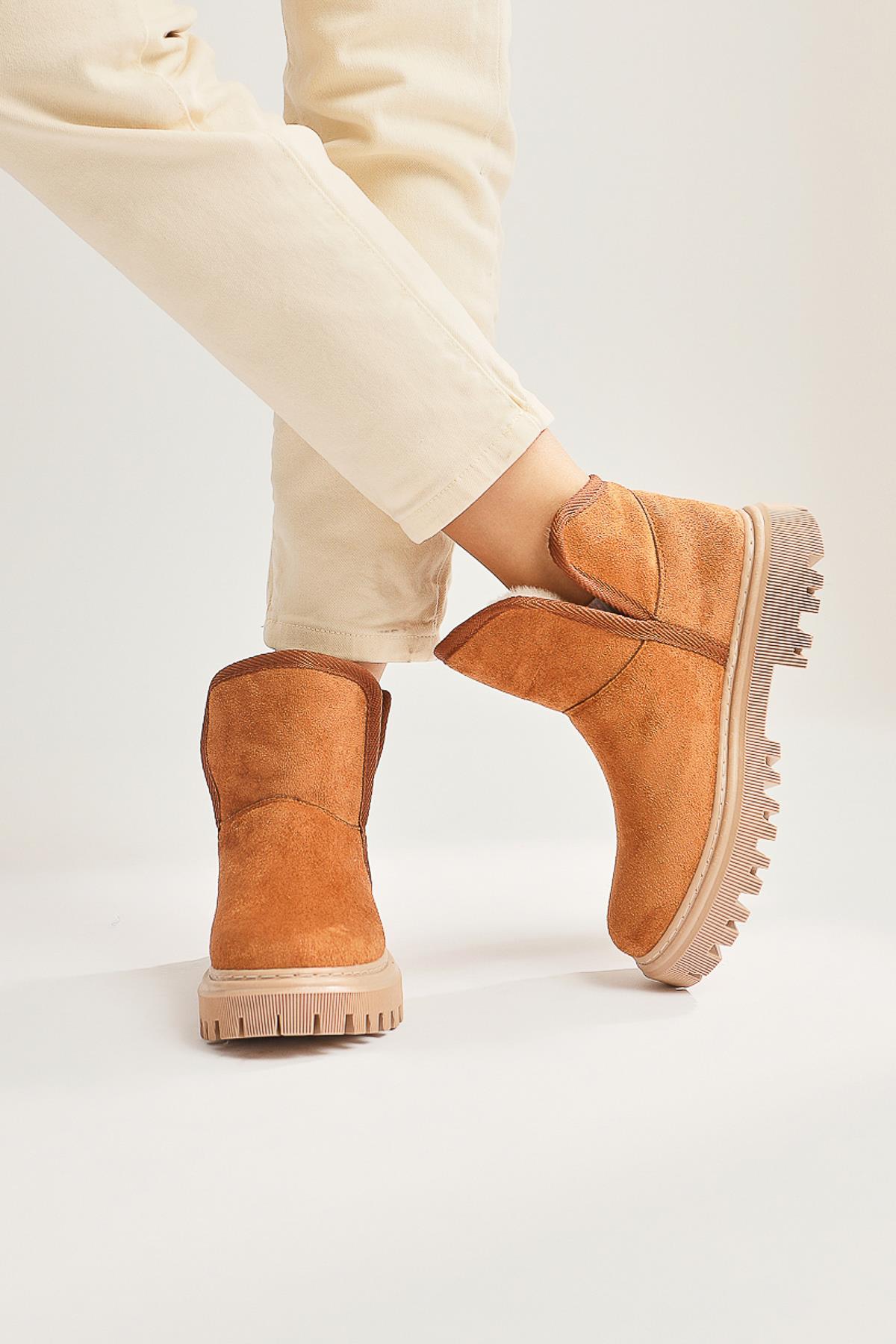 Aniitta Brown Suede Fur Short Boots