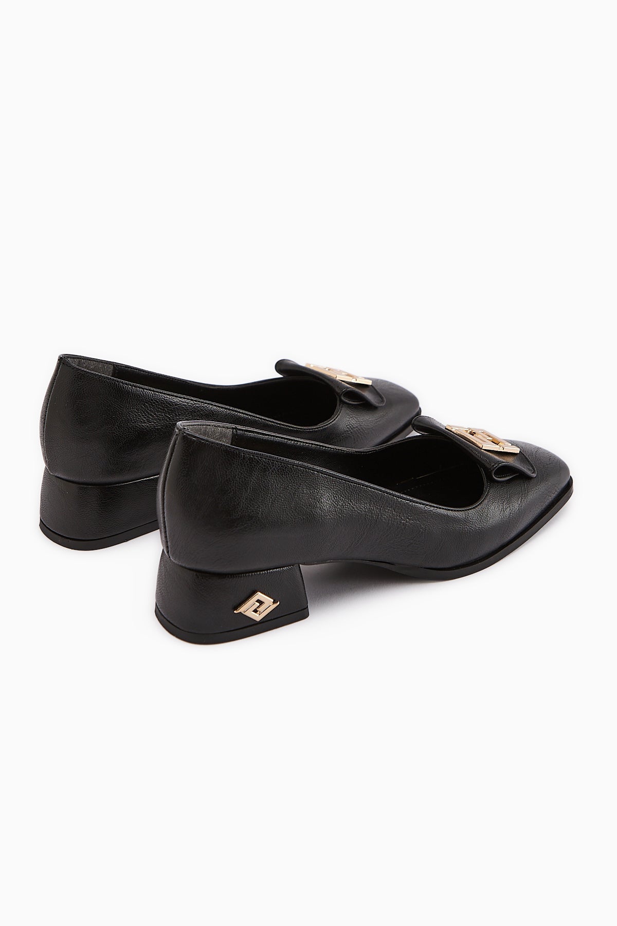Emmy Black Buckled Low Heel Women's Shoes