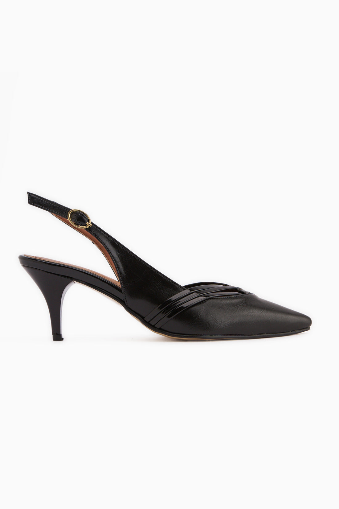 Olive Black Buckled Slim Heeled Women’s Shoes