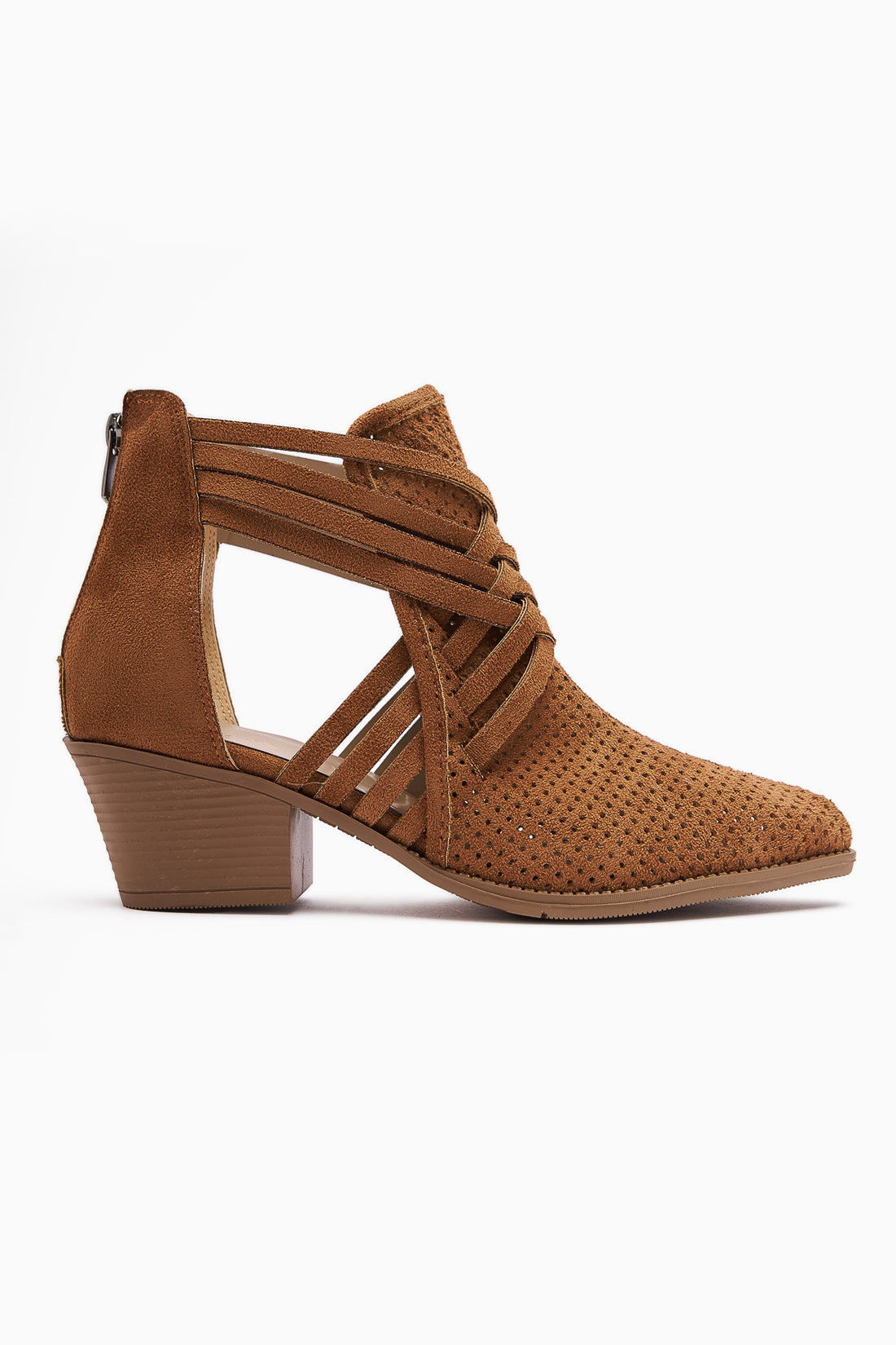 Kimia Brown Suede Zippered Thick Heel Women's Western Summer Boots
