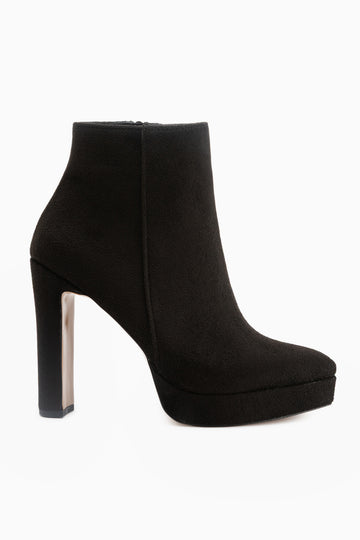 Abbie Black Suede Pointed Toe High Heeled Zipper Boots