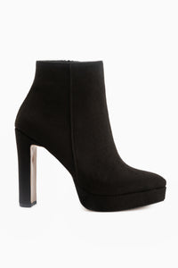Abbie Black Suede Pointed Toe High Heeled Zipper Boots