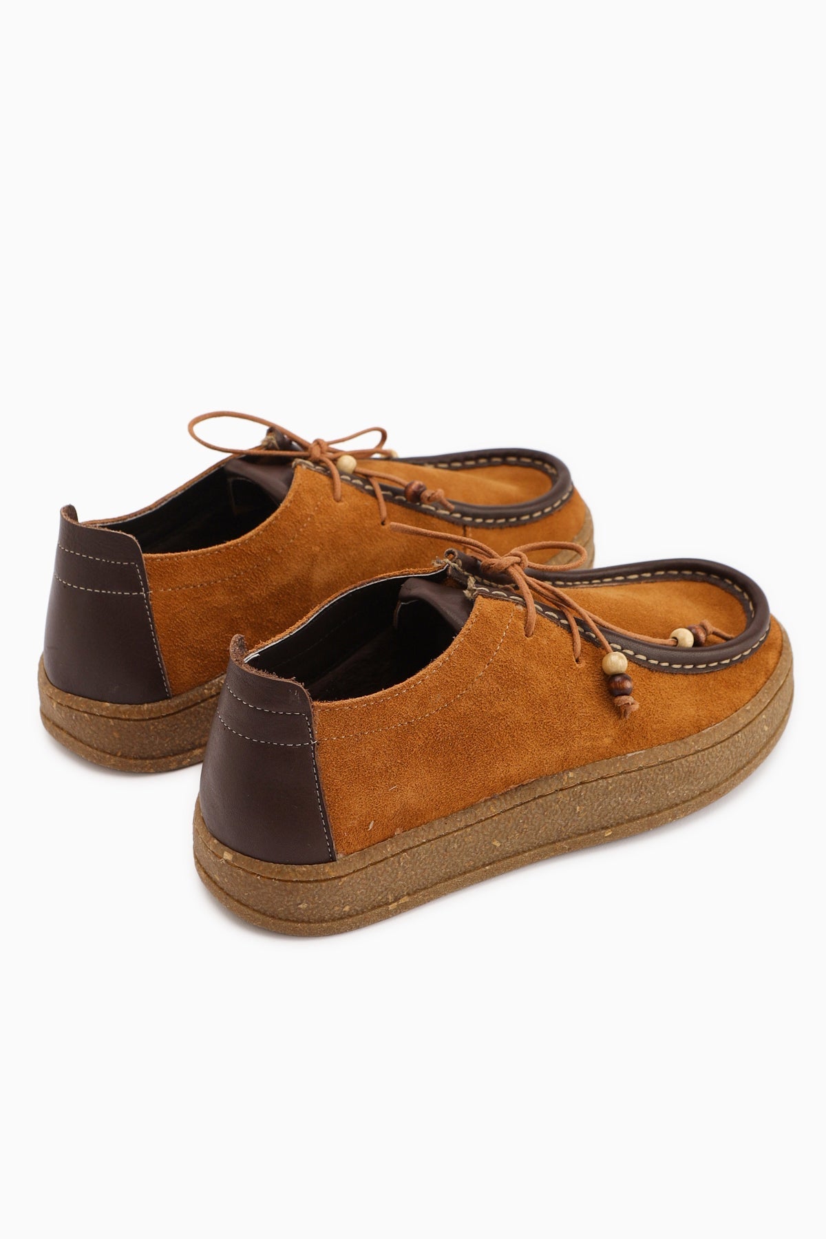 Polin Genuine Leather Taba Suede Lace-Up Daily Loafer Shoe