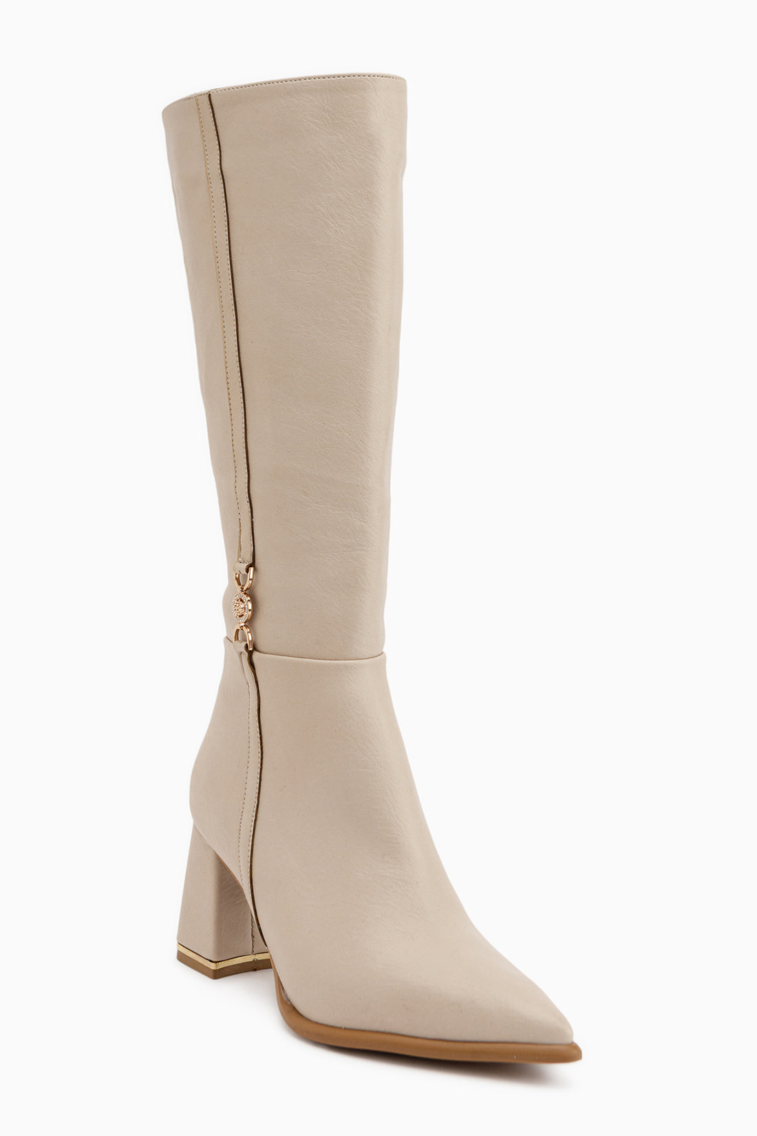 Kris Beige Schnalle Detail Damen Stiefel