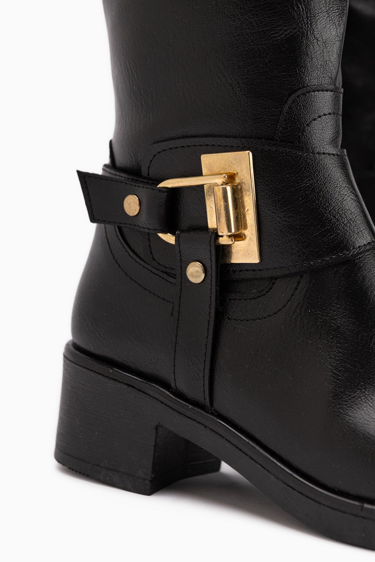 Hope Black Buckled Thick Heeled Women’s Boots
