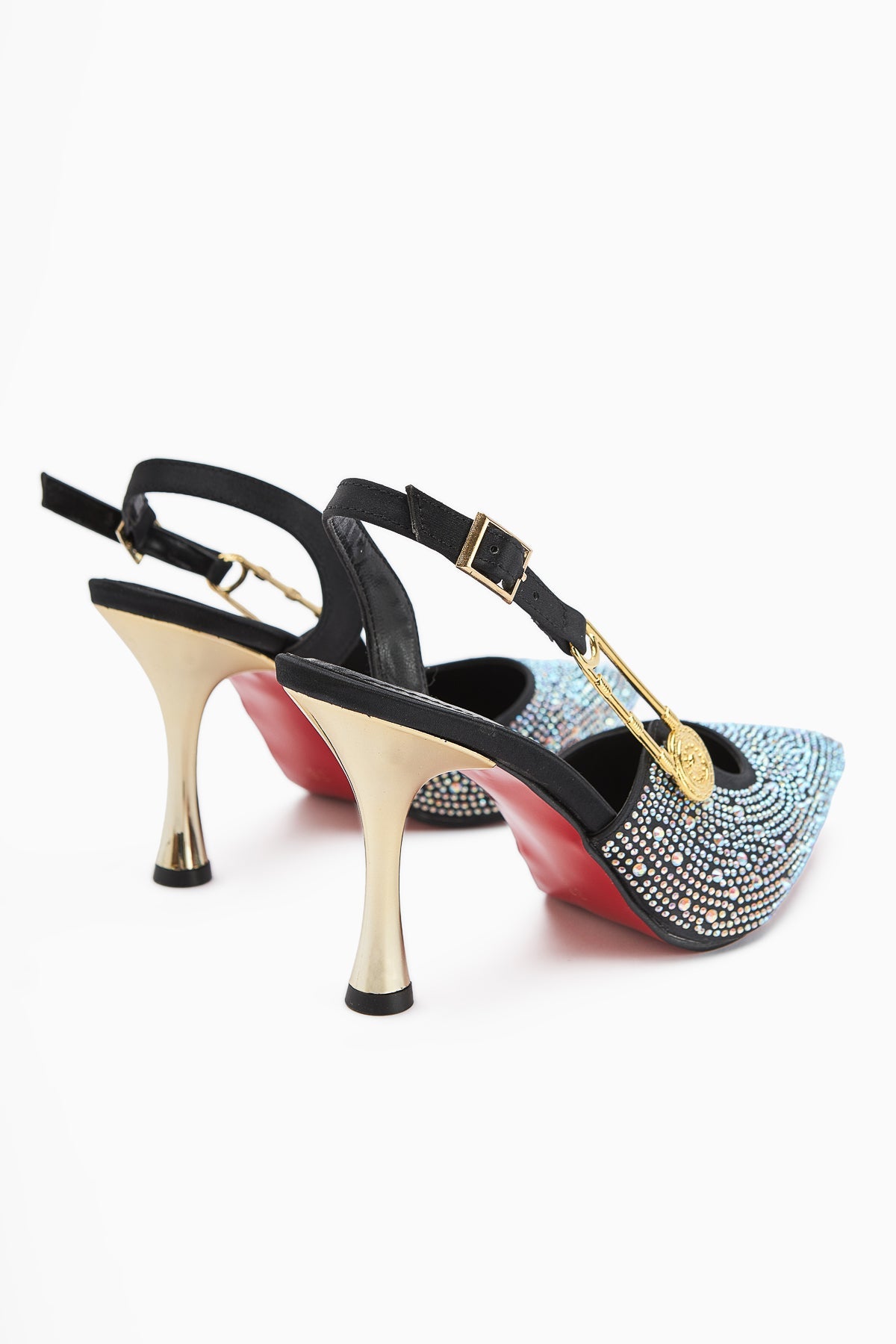 Denise Silber Knöchelriemen Absätze mit Edelsteinen