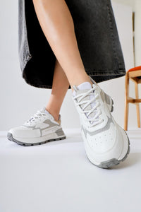 Sin White Lace Up High Heel Sneakers