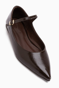 Minya Braun Spitz Zehen Damen Ballerinas