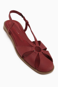 Cally Echtes Leder Burgunder Elastisch Damen Sandale