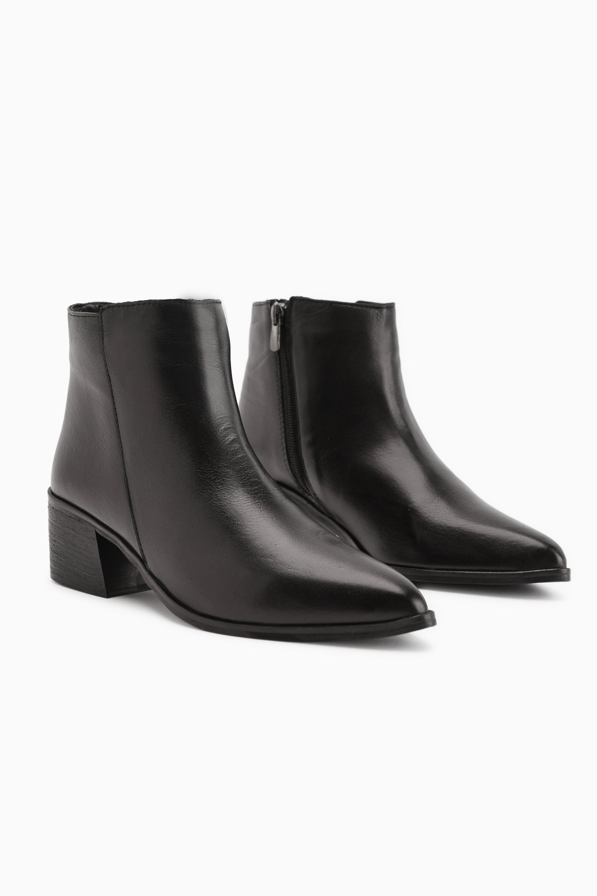 Mita Genuine Leather Black Heeled Women's Boot