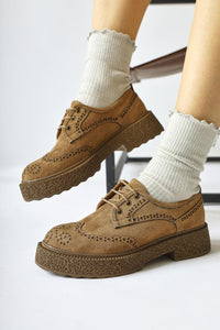 Rossy Nerz Wildleder Oval Zehen Laser Cut Freizeitschuh