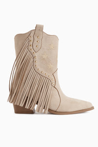 Valeria Ten Wildleder Fransen Stern Detail Damen Stiefel
