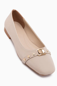 Jena Beige Buckled Women’s Ballet Flats